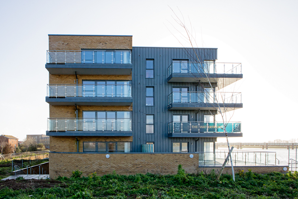 The waterfront low rise apartment building using Catnic Urban cladding