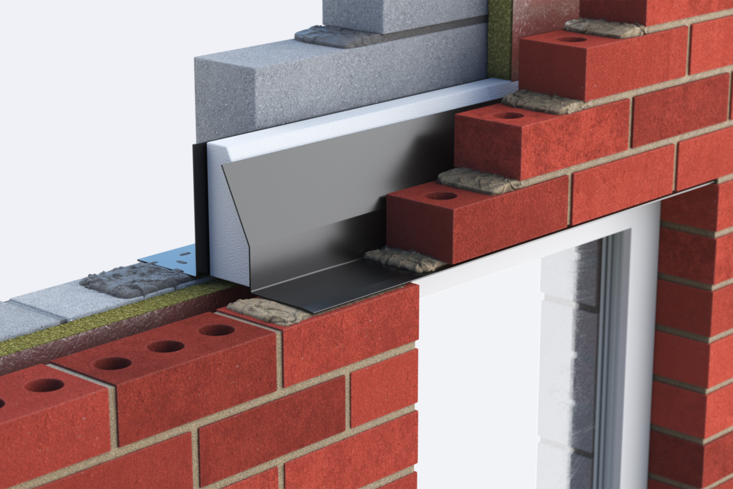 catnic thermally broken lintel show in situ in 3d render