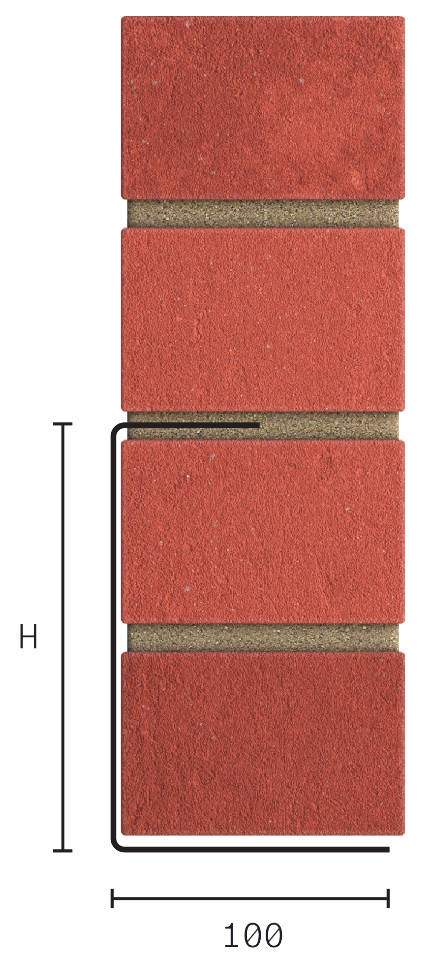 Catnic standard duty channel lintel shown in 102mm exterior solid wall in 2D side profile
