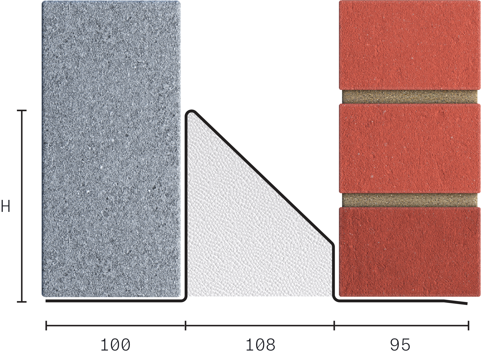 Catnic standard duty cavity wall lintel for 110mm cavity wall shown in 2D side profile