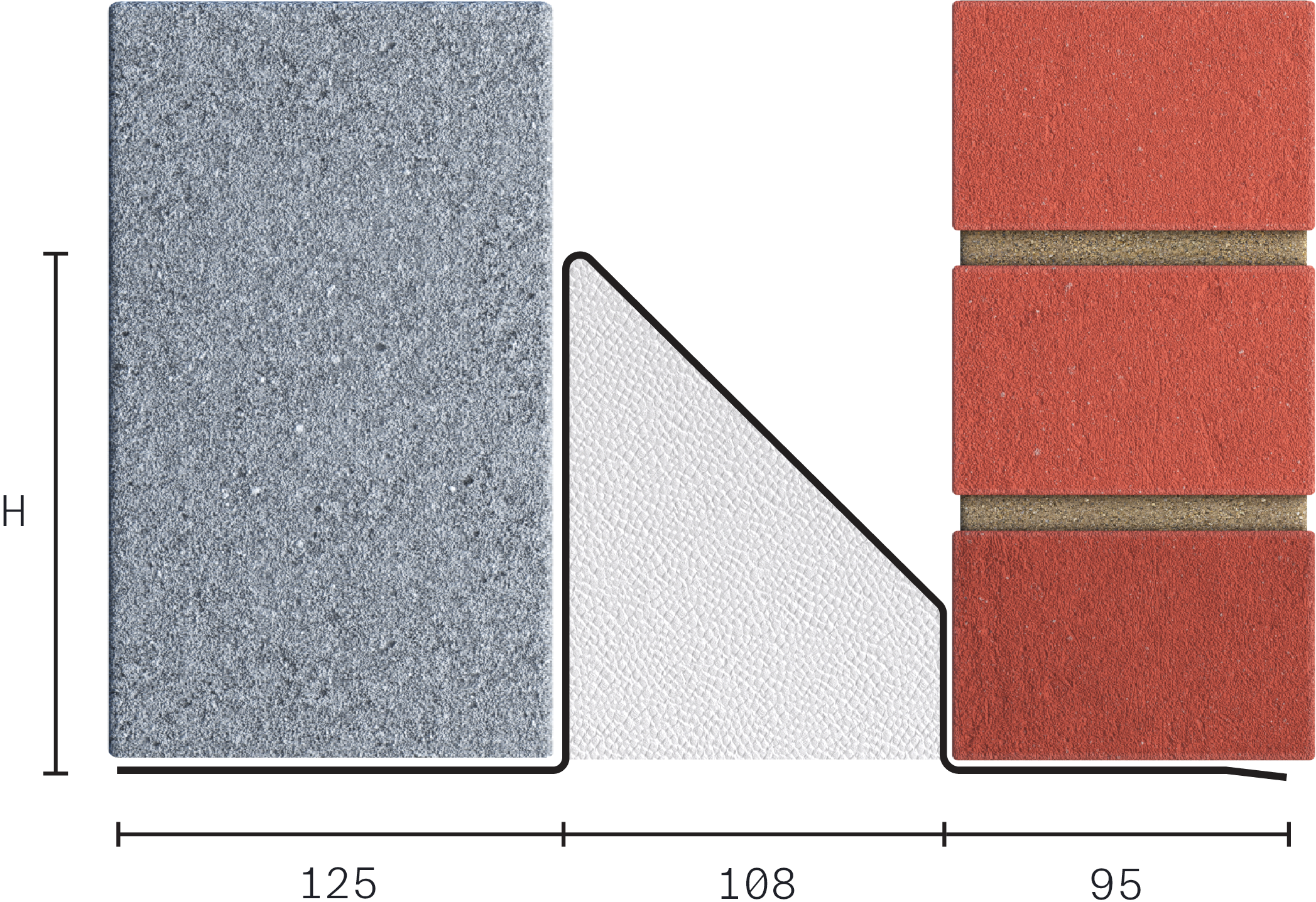 Catnic standard duty cavity wall lintel for 110mm cavity wall shown in 2D side profile