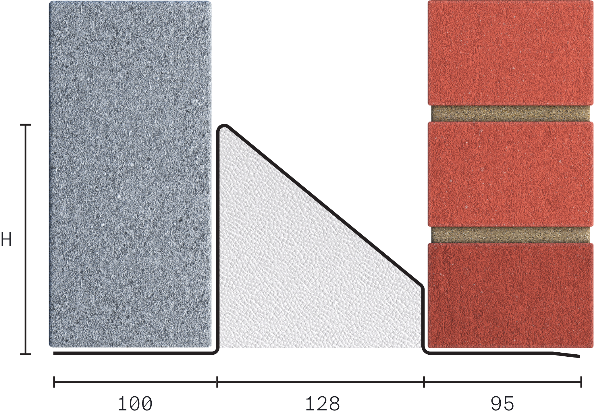 Catnic standard duty cavity wall lintel for 130mm cavity wall shown in 2D side profile