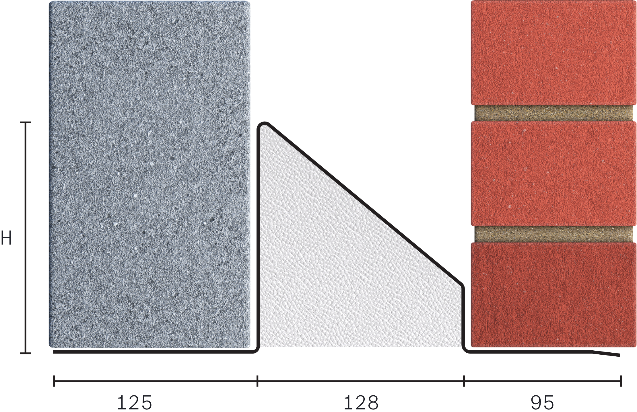 Catnic standard duty cavity wall lintel for 130mm cavity wall shown in 2D side profile