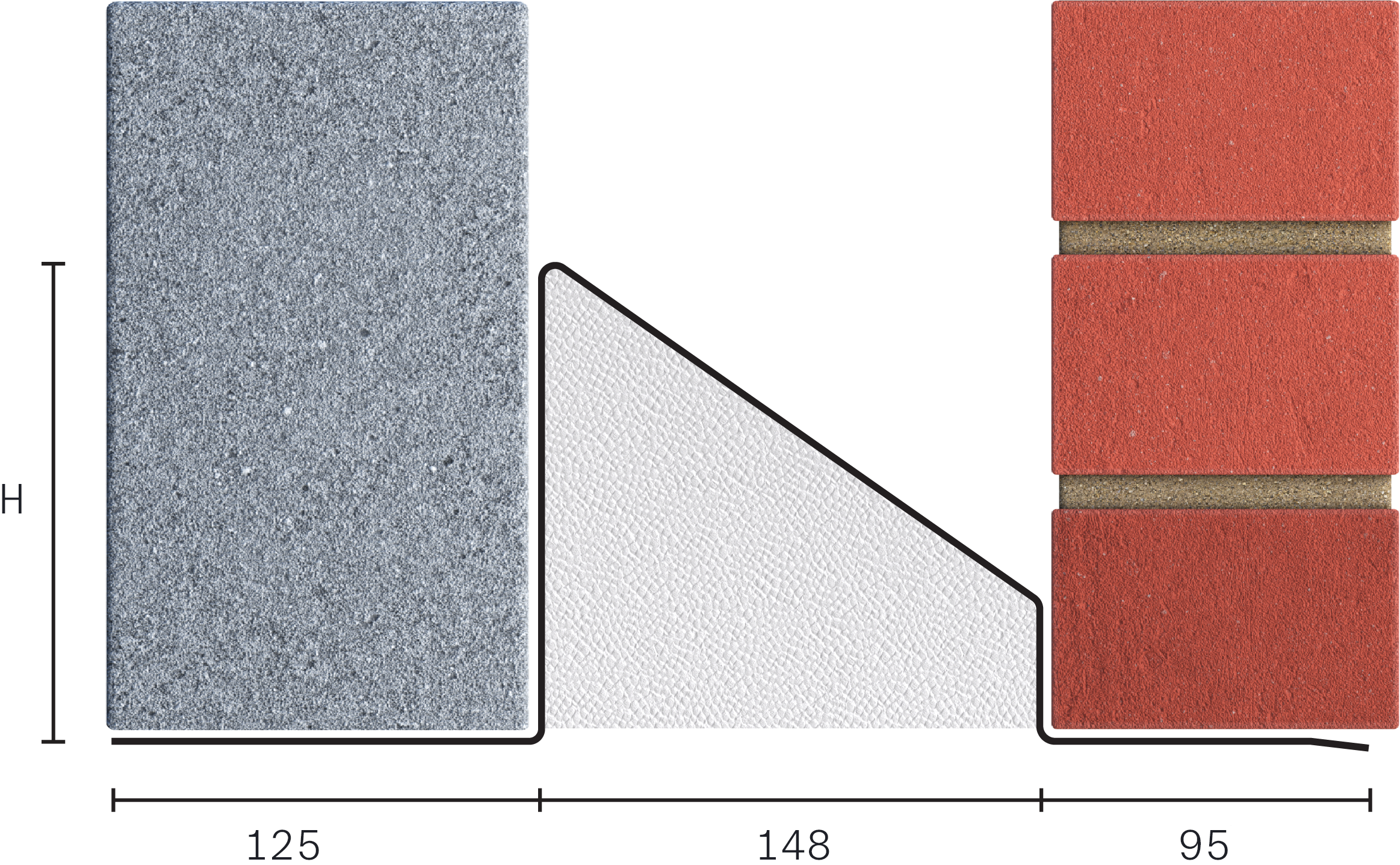 Catnic standard duty cavity wall lintel for 150mm cavity wall shown in 2D side profile