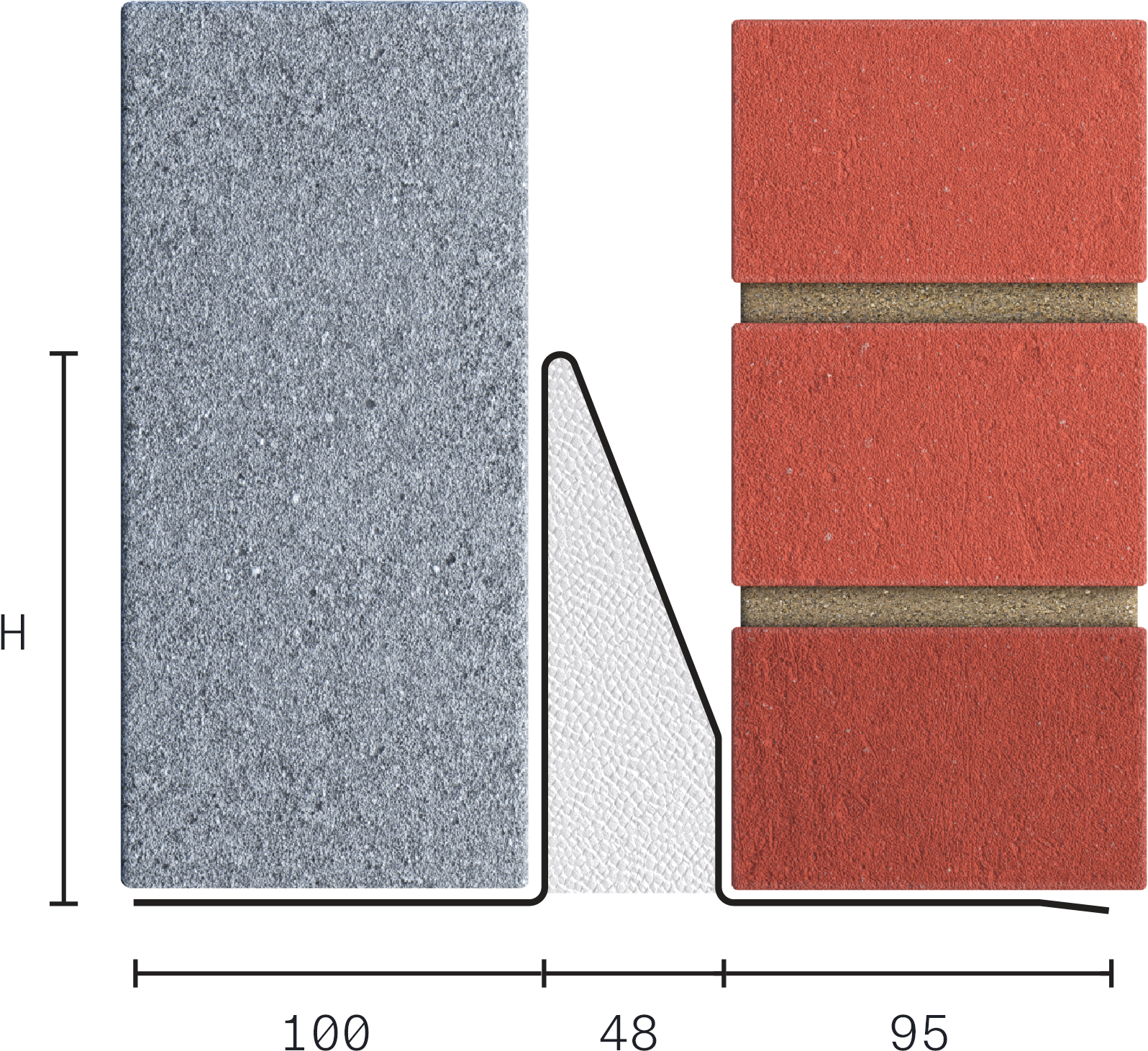 Catnic standard duty cavity wall lintel for 50mm cavity wall shown in 2D side profile