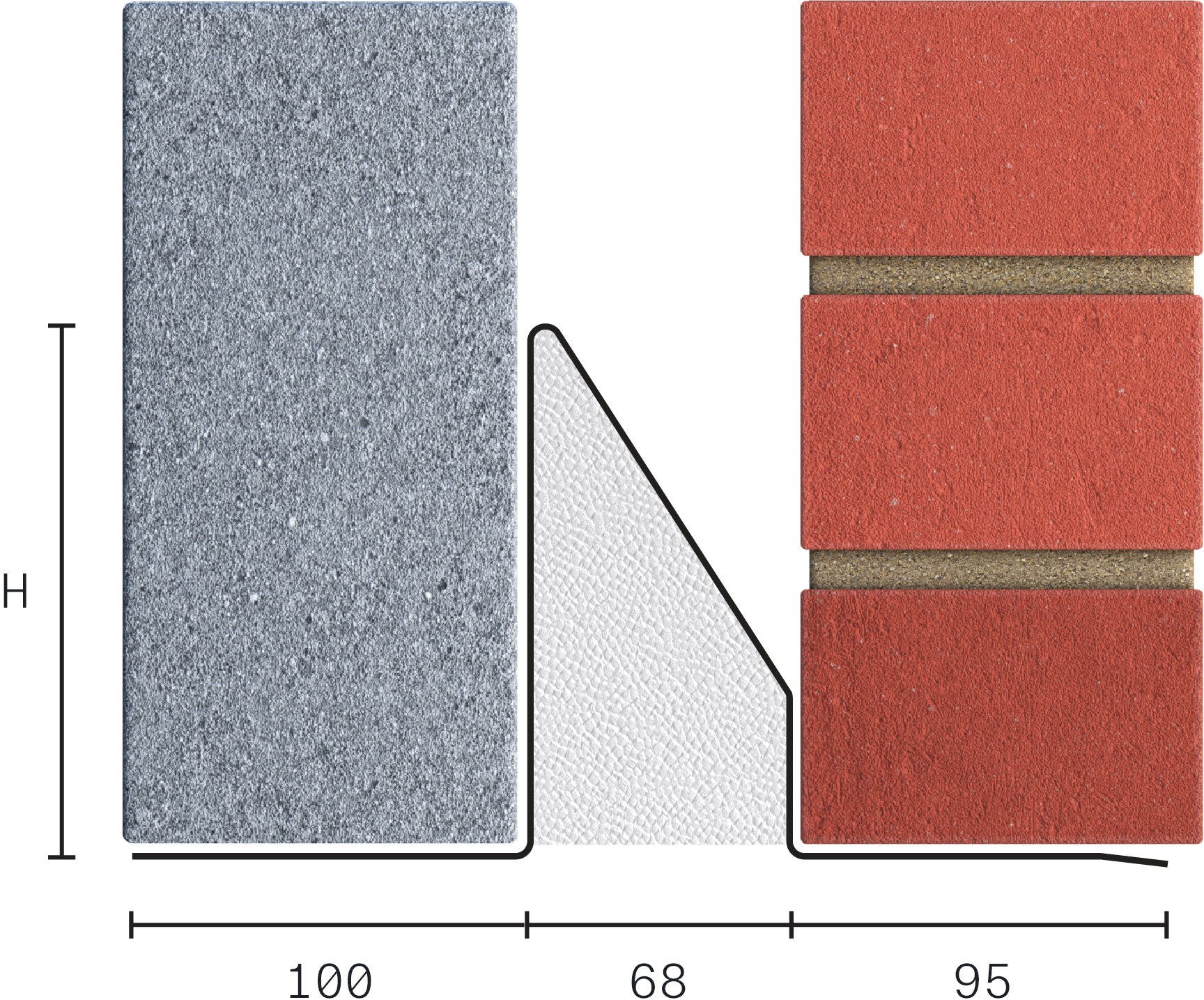 Catnic standard duty cavity wall lintel for 70mm cavity wall shown in 2D side profile