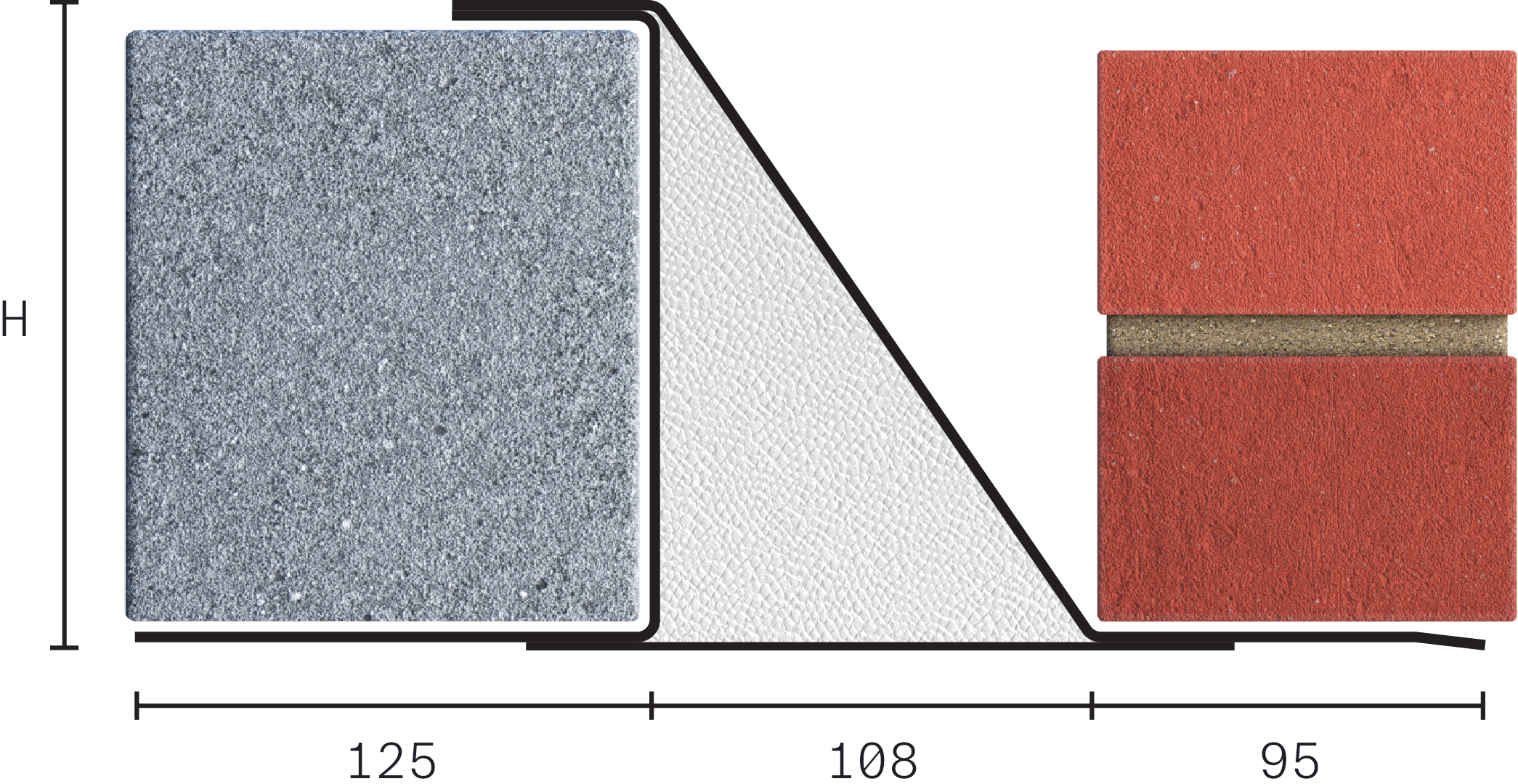 Catnic heavy duty cavity wall lintel for 110mm cavity wall shown in 2D side profile