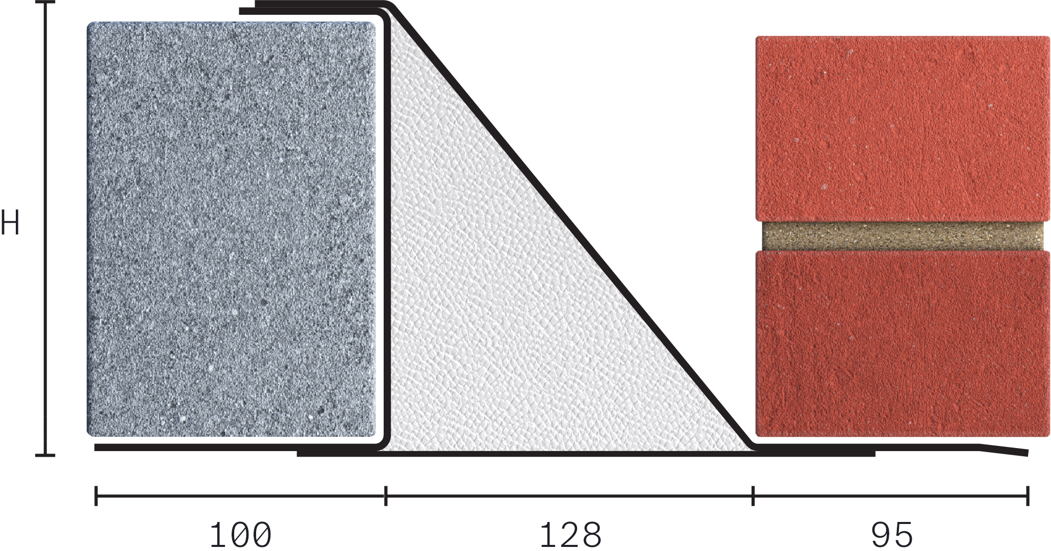 Catnic heavy duty cavity wall lintel for 130mm cavity wall shown in 2D side profile