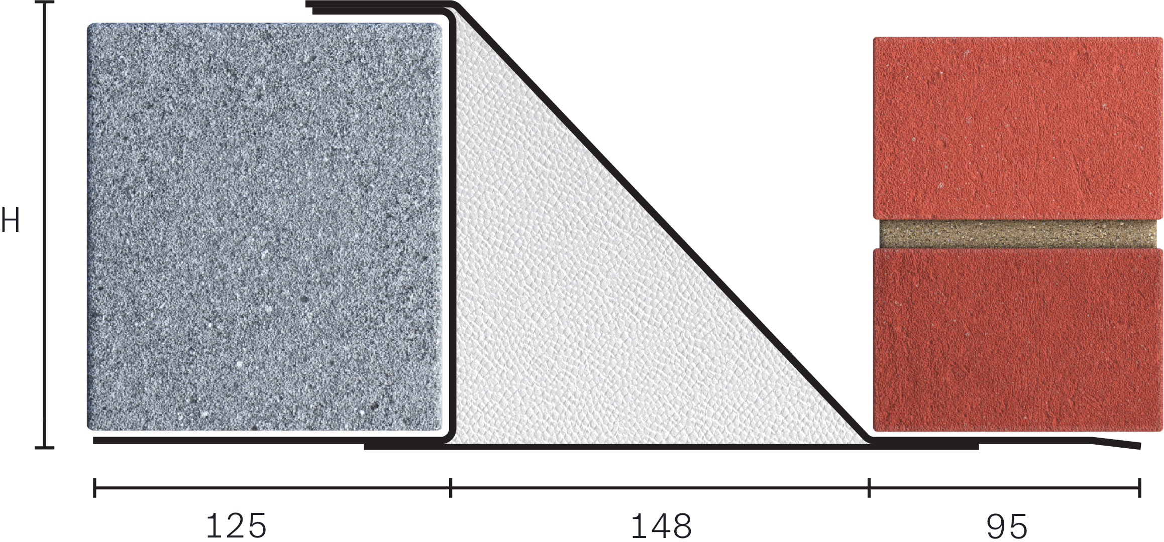 Catnic heavy duty cavity wall lintel for 150mm cavity wall shown in 2D side profile