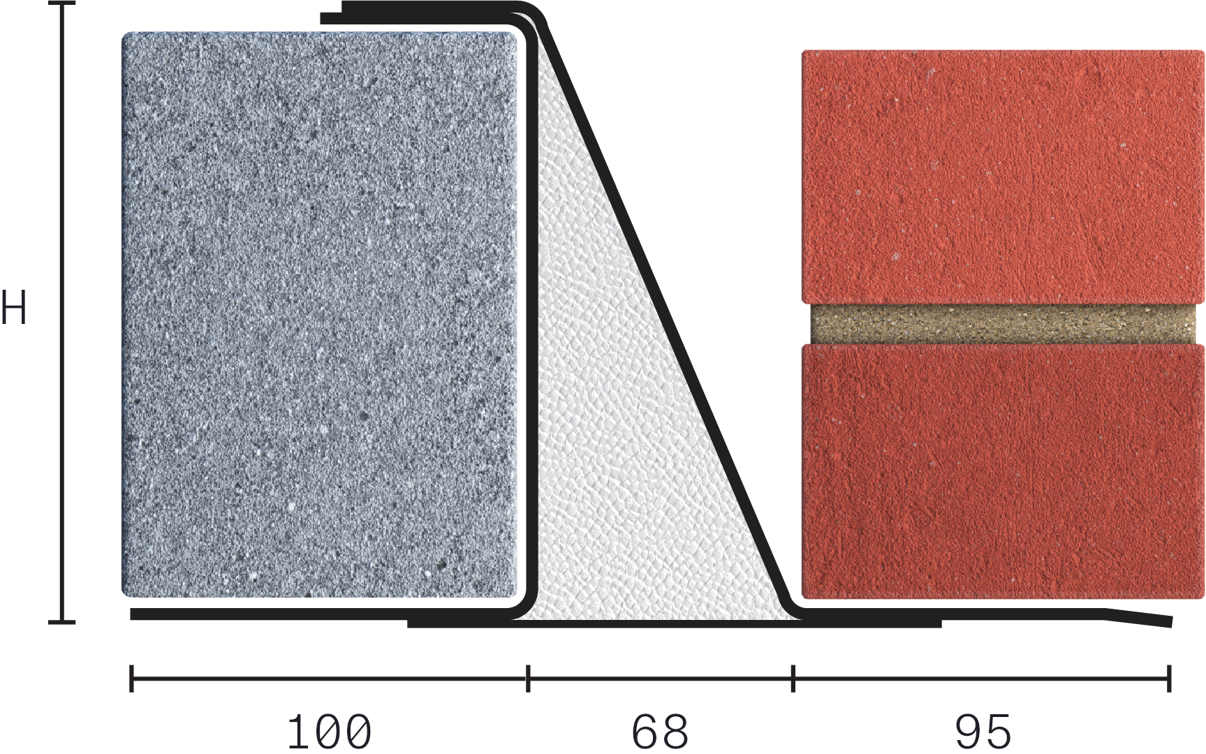 Catnic heavy duty cavity wall lintel for 70mm cavity wall shown in 2D side profile