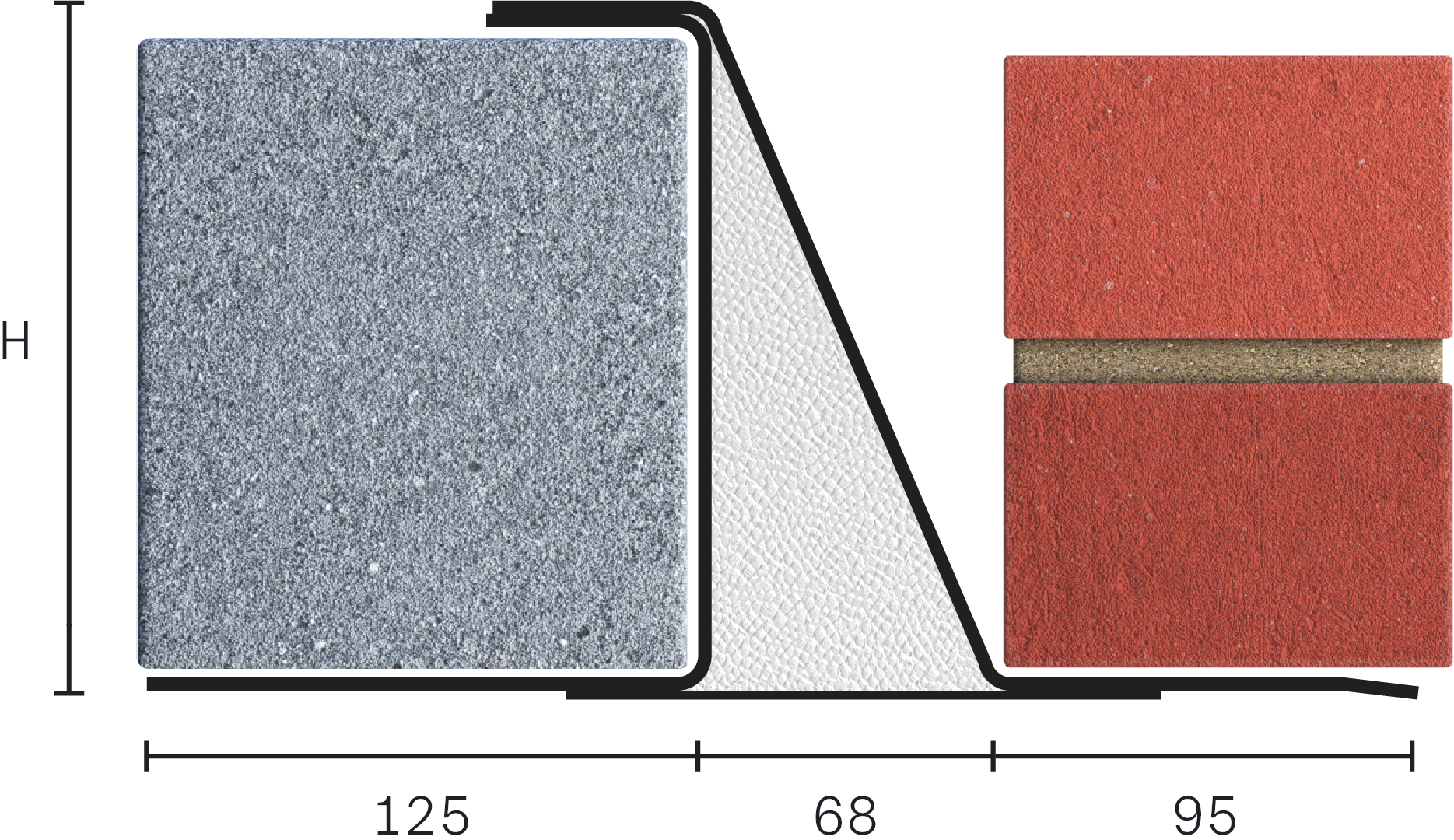 Catnic heavy duty cavity wall lintel for 70mm cavity wall shown in 2D side profile