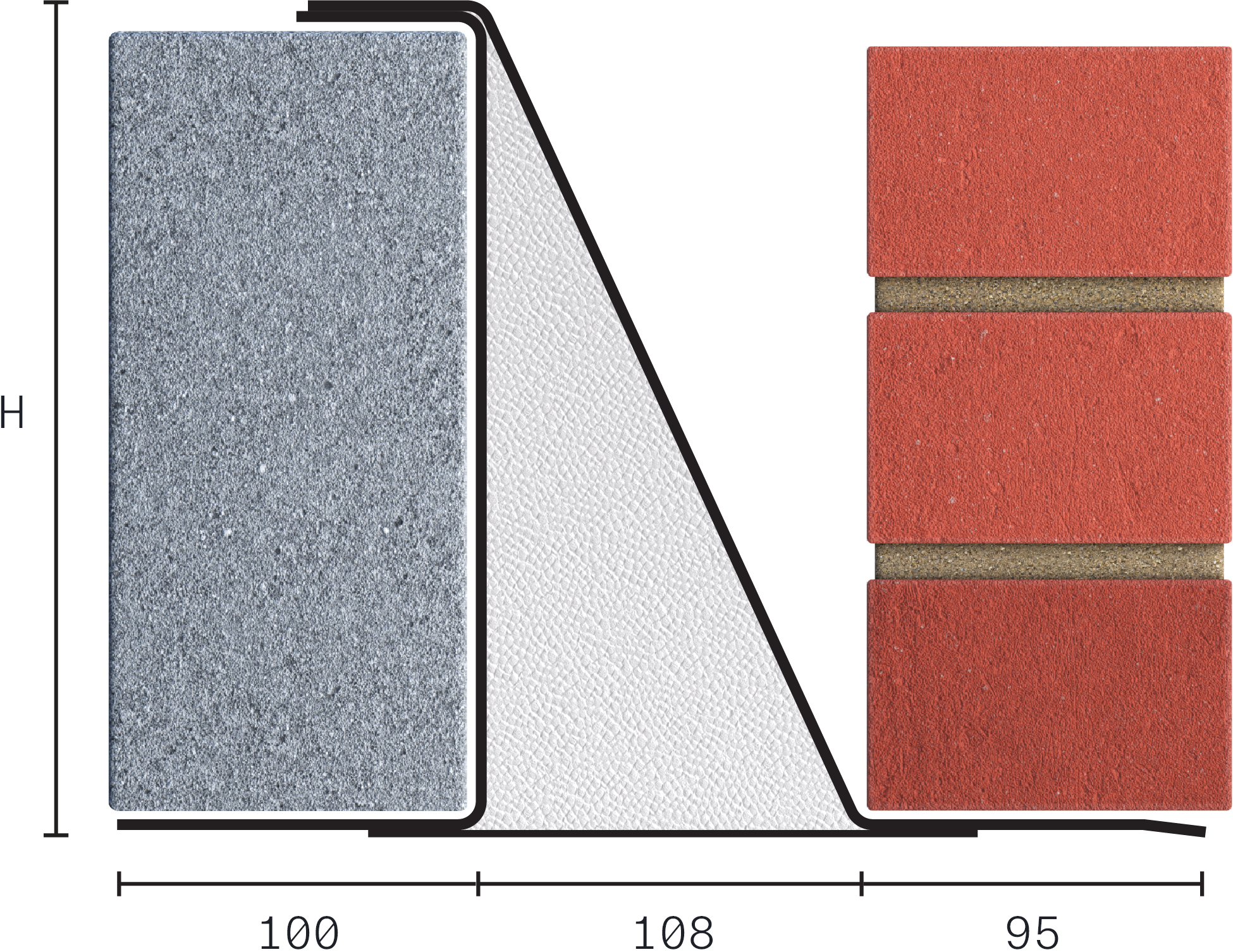 Catnic extra heavy duty cavity wall lintel for 110-125 cavity wall shown in 2D side profile
