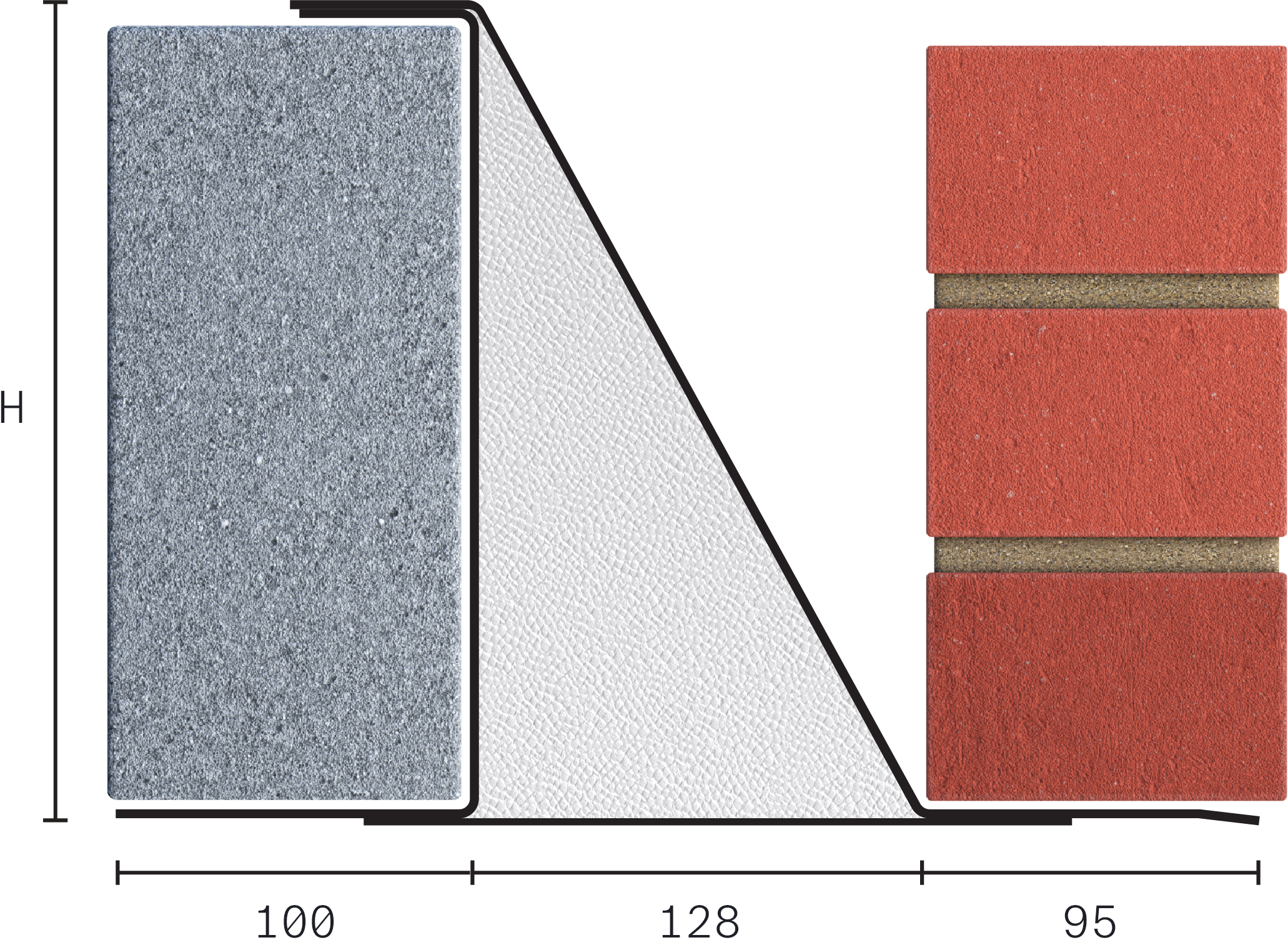 Catnic extra heavy duty cavity wall lintel for 130-145 cavity wall shown in 2D side profile