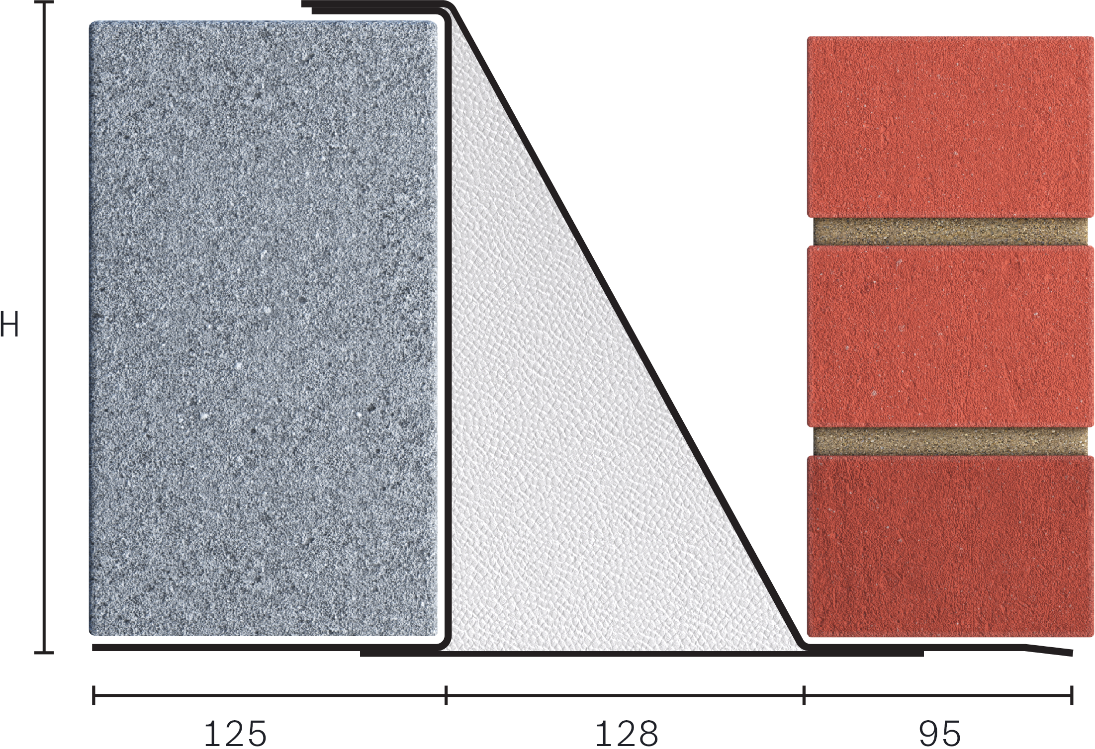 Catnic extra heavy duty cavity wall lintel for 130-145 cavity wall shown in 2D side profile