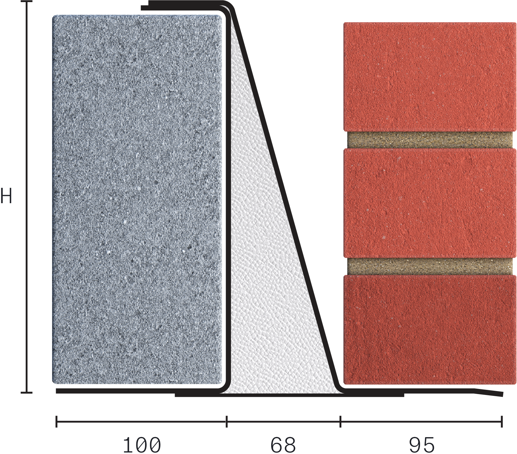 Catnic extra heavy duty cavity wall lintel for 70-85 cavity wall shown in 2D side profile