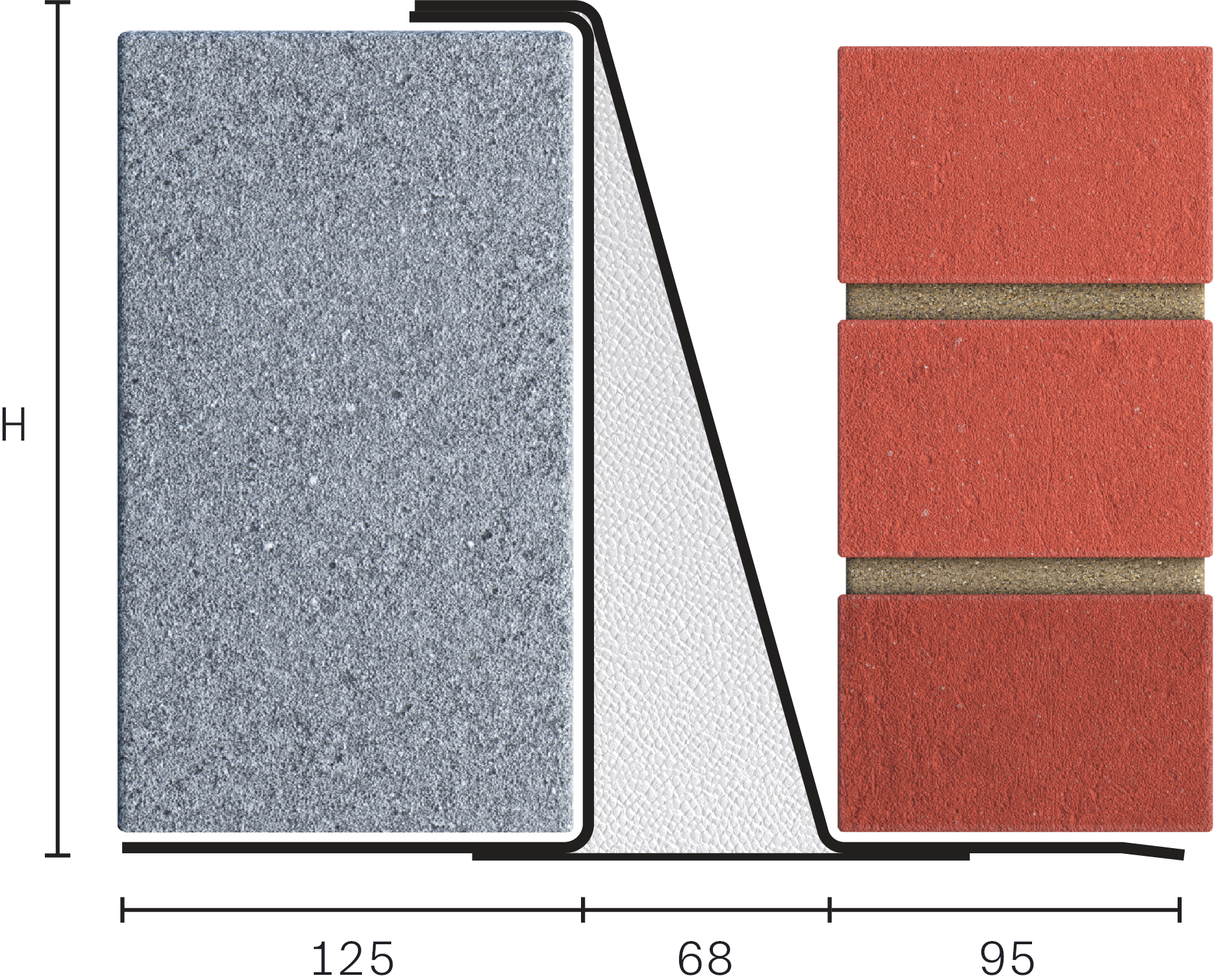 Catnic extra heavy duty cavity wall lintel for 70-85 cavity wall shown in 2D side profile