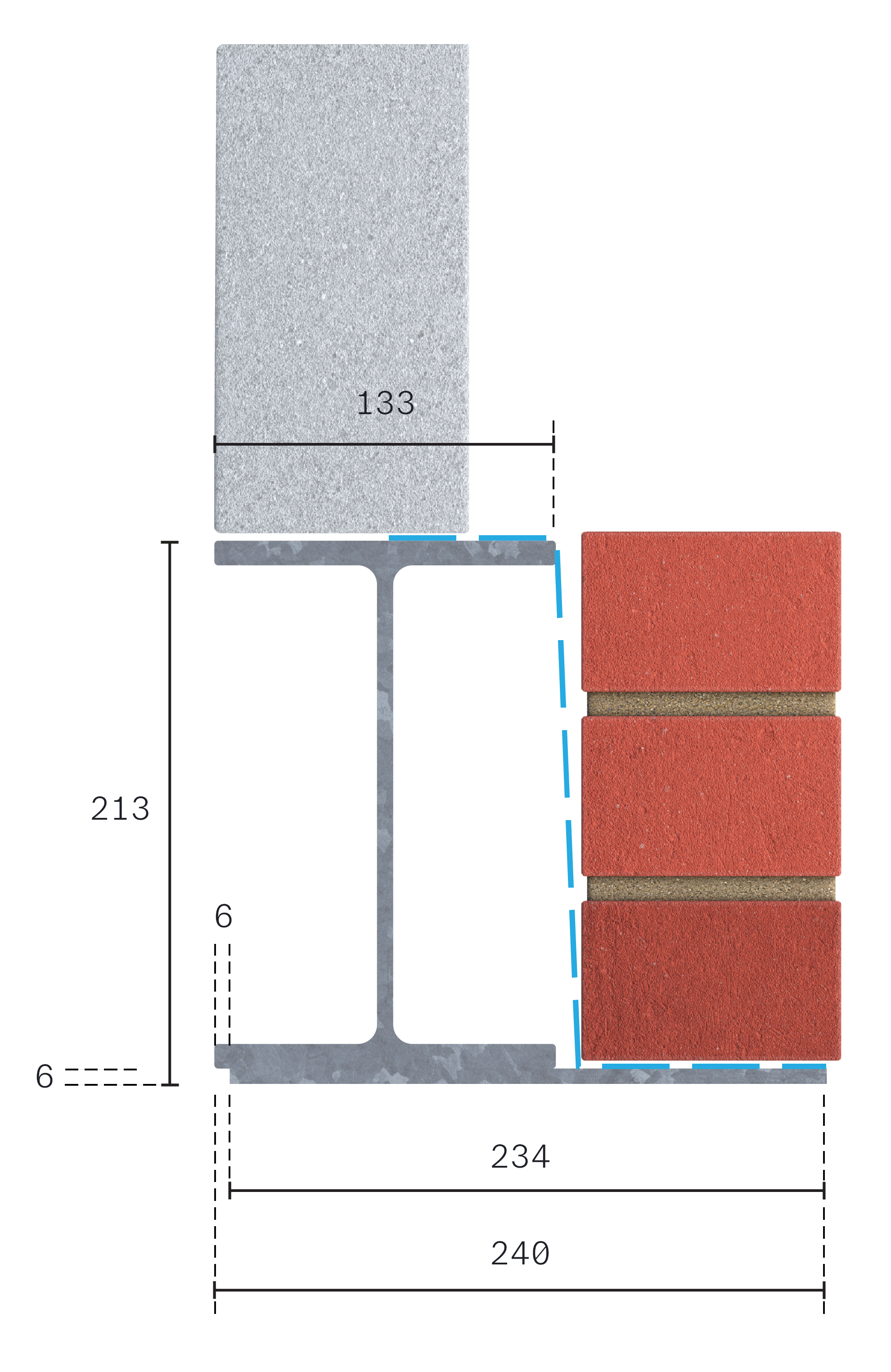 Catnic extreme duty cavity wall lintel for 50mm cavity in 2D side profile