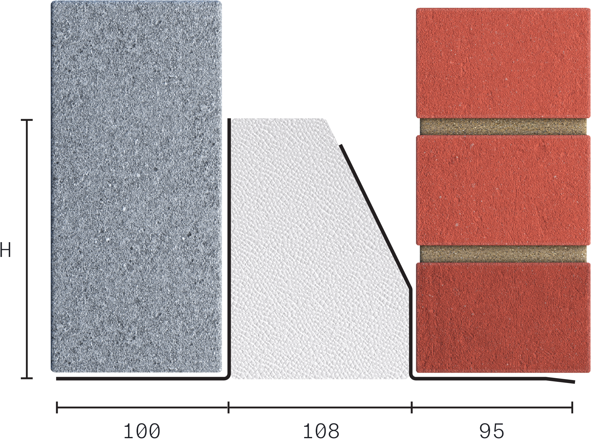 Catnic standard duty thermally broken cavity wall lintel for 110-125mm cavity wall shown in 2D side profile