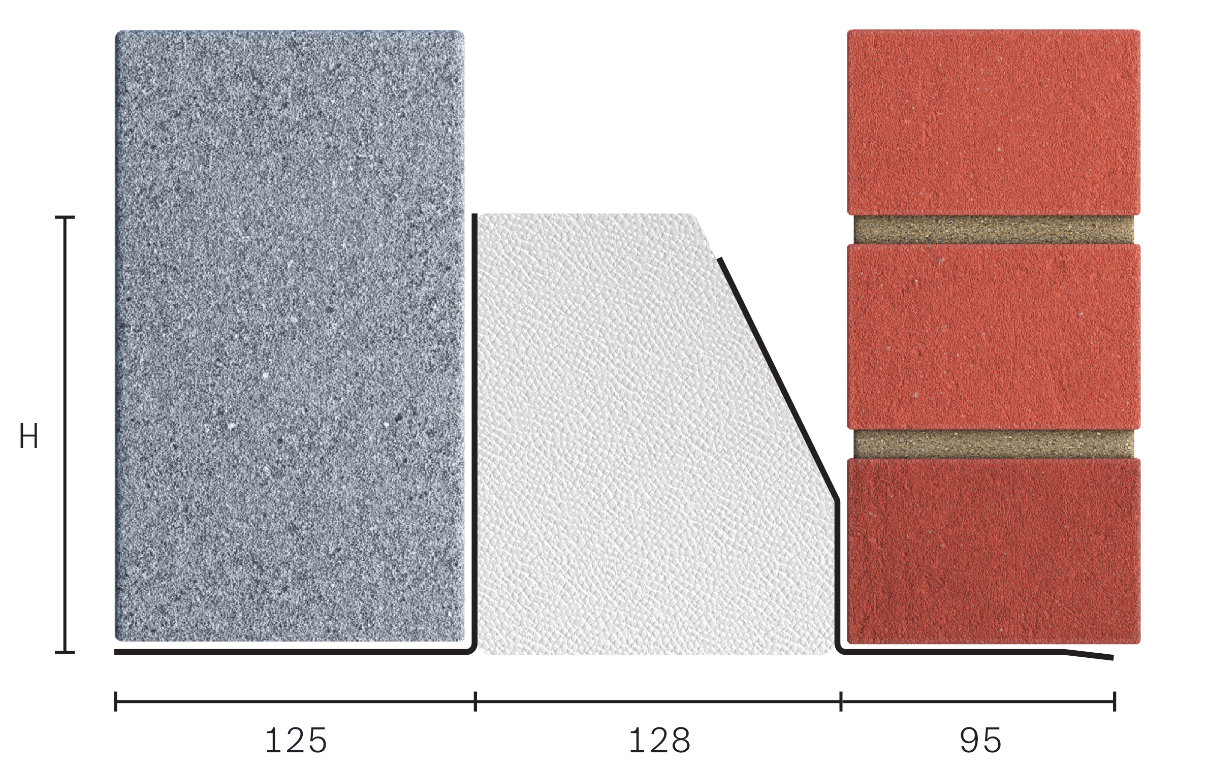 Catnic standard duty thermally broken cavity wall lintel for 130-145mm cavity wall shown in 2D side profile