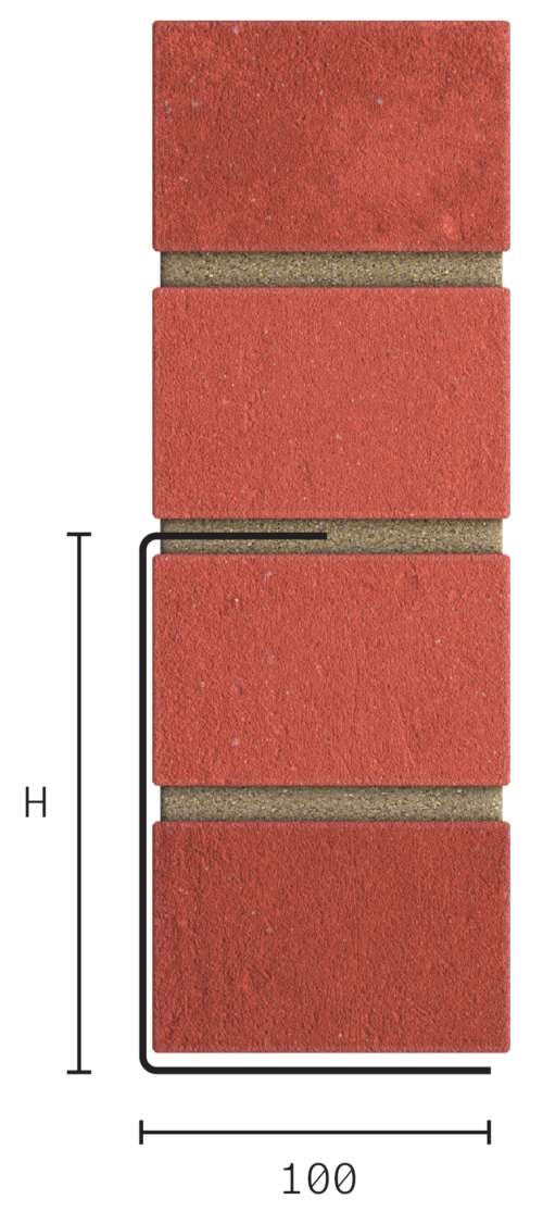 Catnic standard duty channel lintel shown in 102mm exterior solid wall in 2D side profile