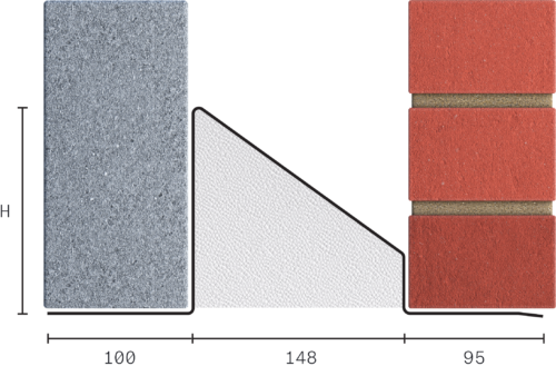 Catnic standard duty cavity wall lintel for 150mm cavity wall shown in 2D side profile