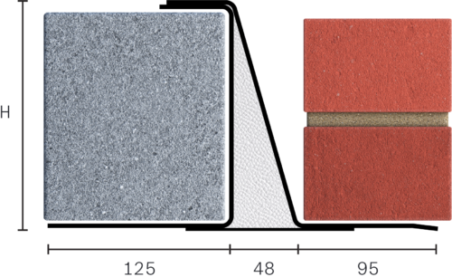 Catnic heavy duty cavity wall lintel for 50mm cavity wall shown in 2D side profile