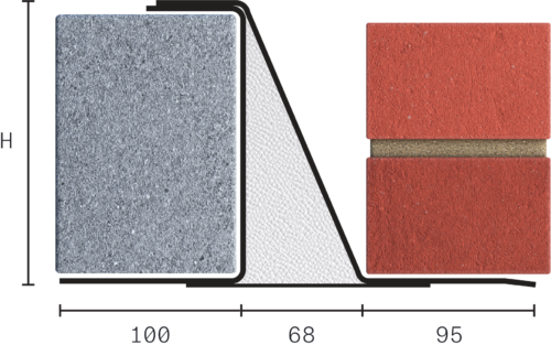 Catnic heavy duty cavity wall lintel for 70mm cavity wall shown in 2D side profile