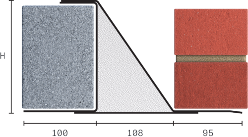 Catnic heavy duty cavity wall lintel for 110mm cavity wall shown in 2D side profile