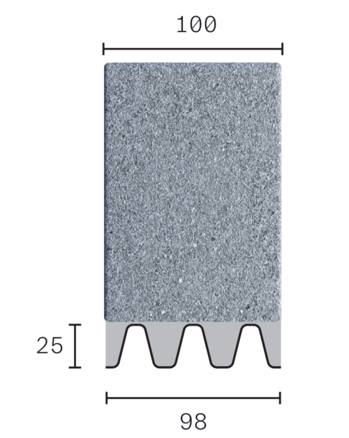 Catnic extra light duty corrugated lintel for 75mm interior solid wall in 2D side profile