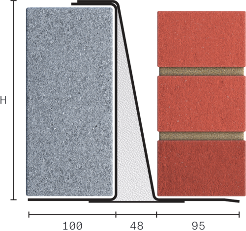 Catnic extra heavy duty cavity wall lintel for 50-65 cavity wall shown in 2D side profile