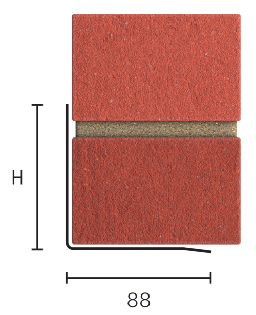 Catnic standard duty angle lintel for 102mm exterior solid wall shown in 2D side profile