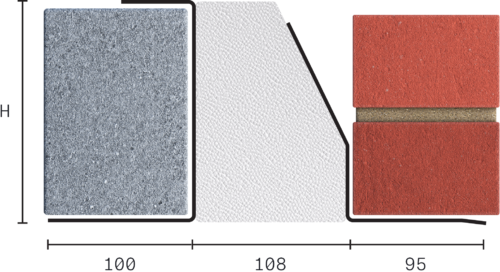Catnic heavy duty thermally broken cavity wall lintel for 110-125mm cavity wall shown in 2D side profile