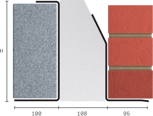 Catnic extra heavy duty thermally broken cavity wall lintel for 110-125mm cavity wall shown in 2D side profile