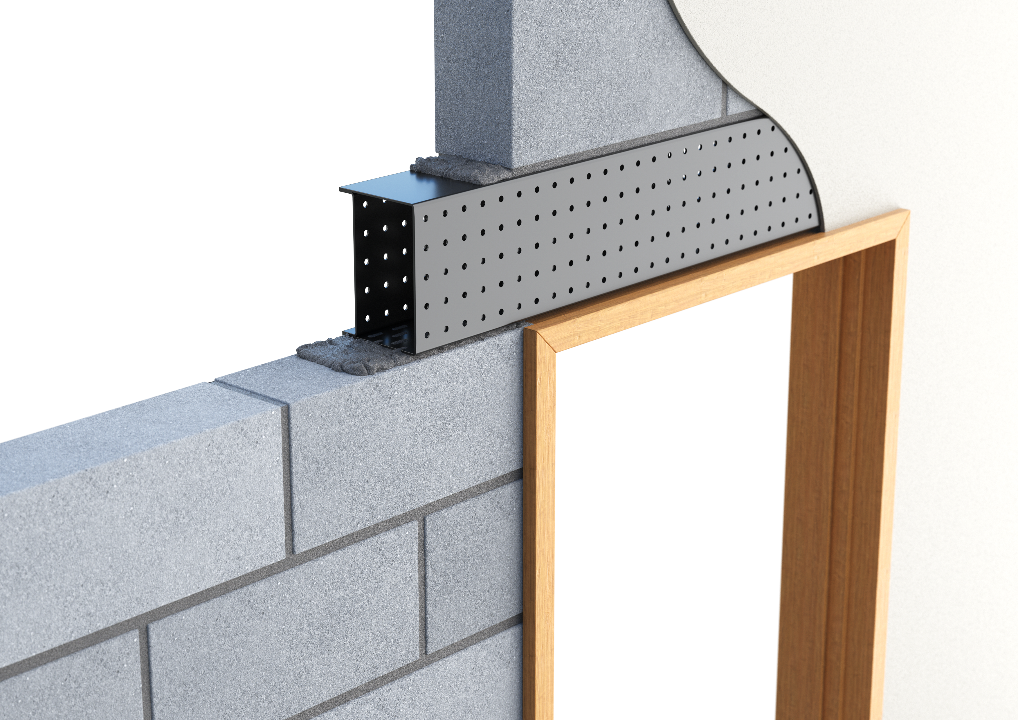 Catnic heavy duty box lintel for 100mm interior solid wall shown in situ