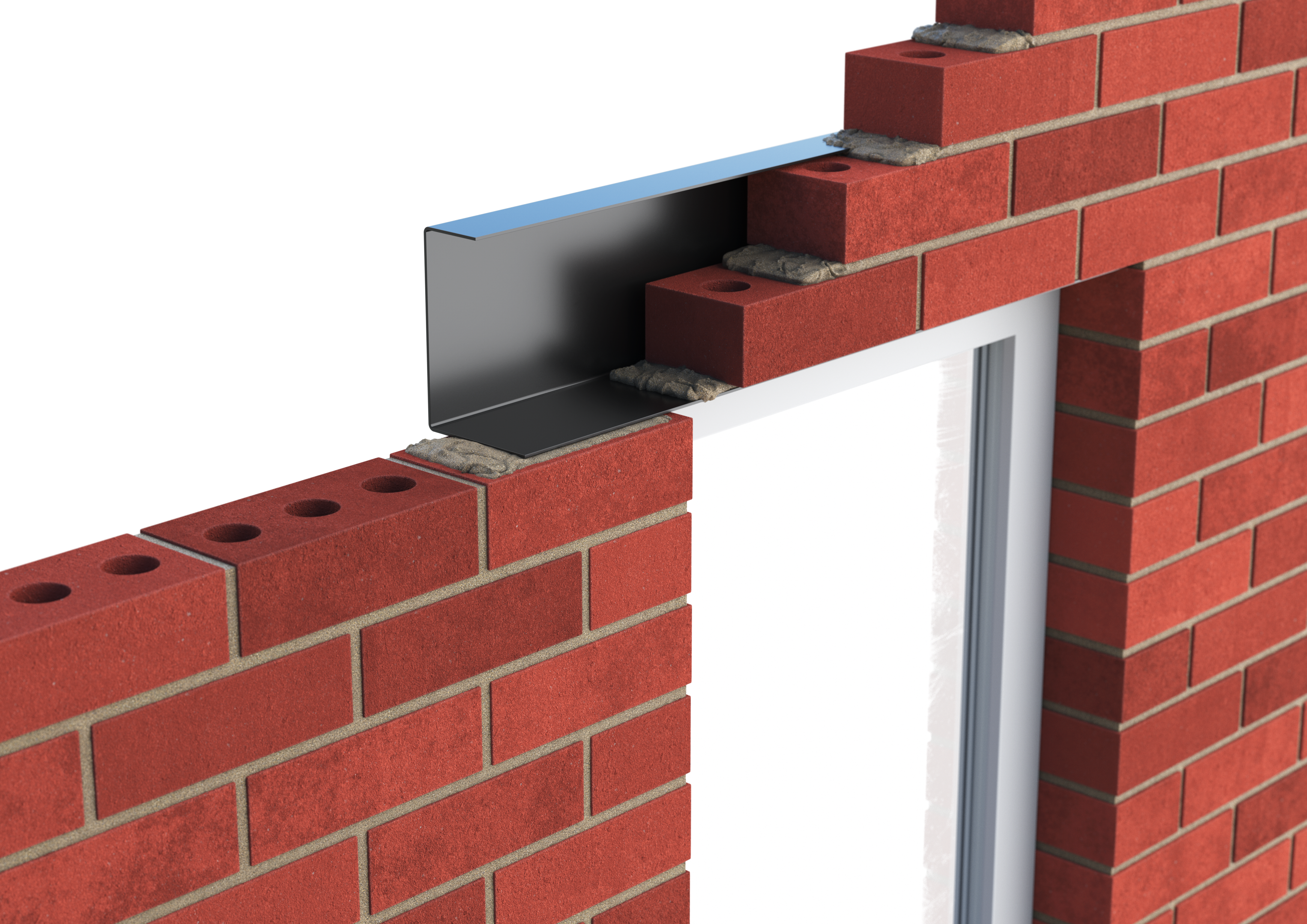 Catnic standard duty channel lintel shown in 102mm exterior solid wall