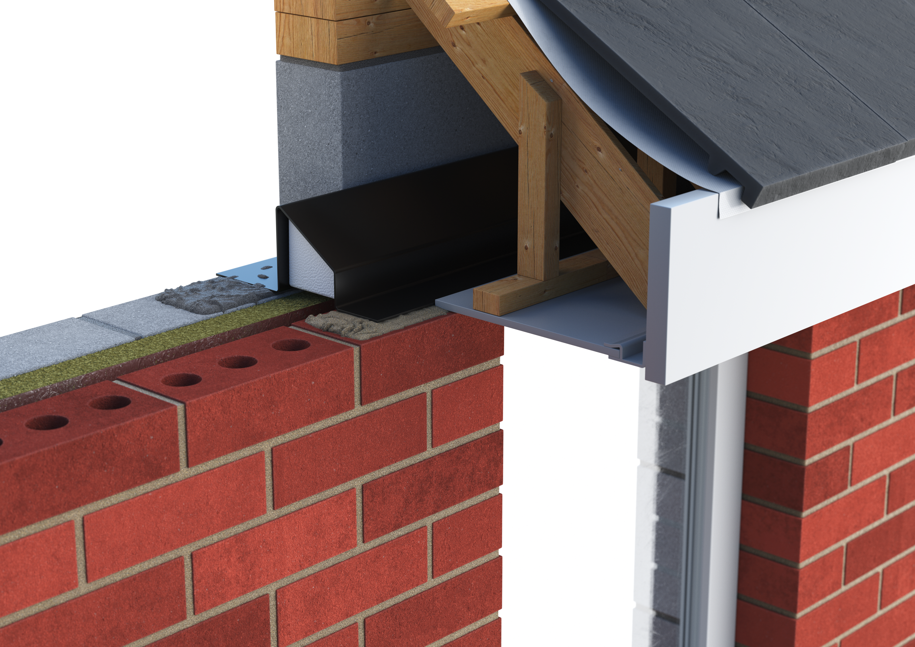 Catnic standard duty cavity wall lintel for closed eaves shown in situ