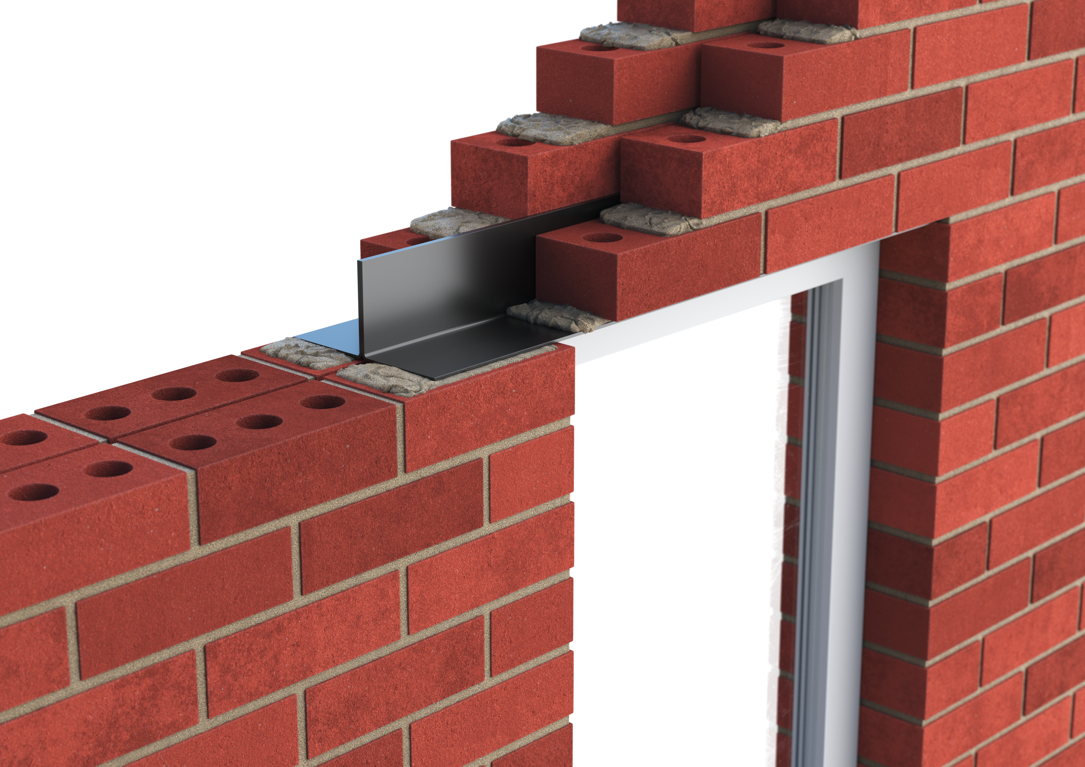 Catnic T shaped lintel built into external solid wall