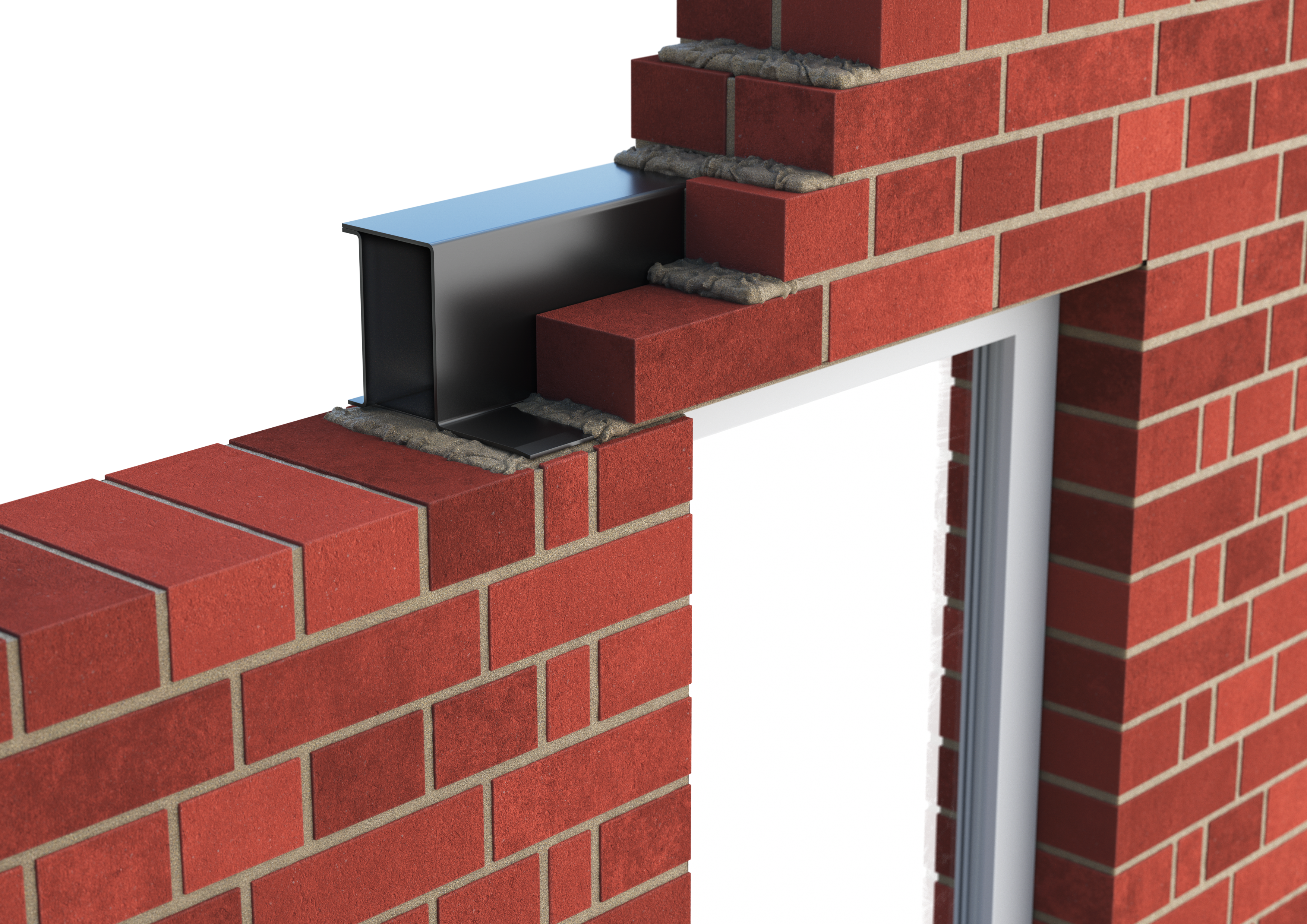 Catnic heavy duty box with toe wall lintel for exterior solid walls shown in situ