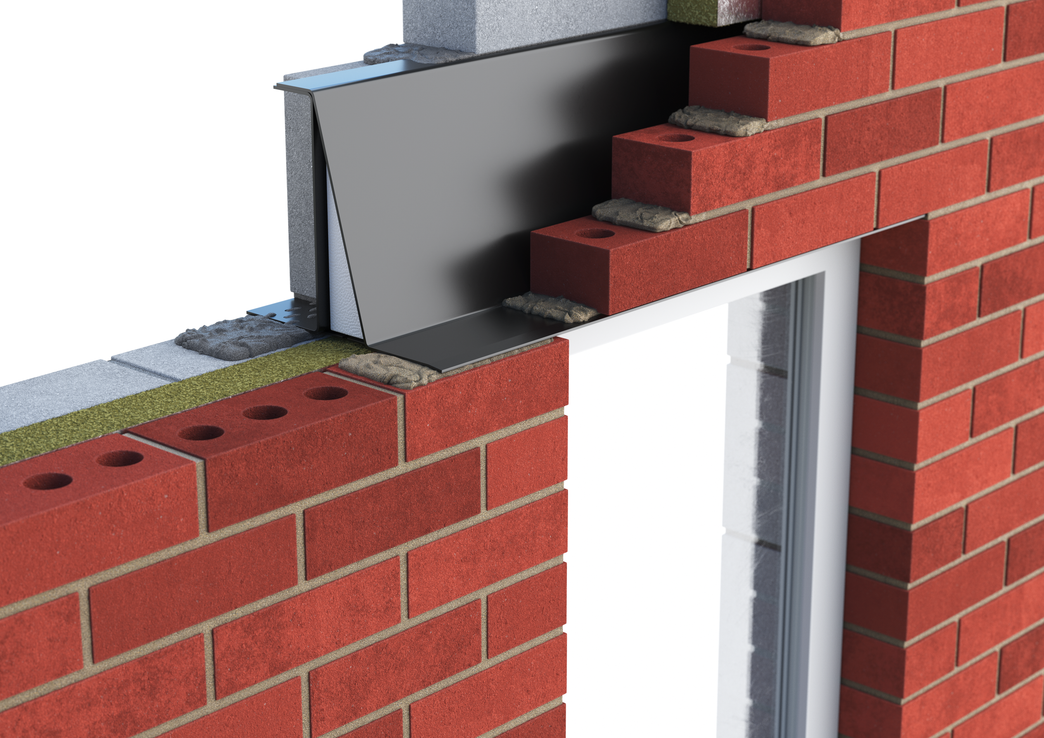 Catnic extra heavy duty cavity wall lintel for 70-85 cavity wall shown in situ