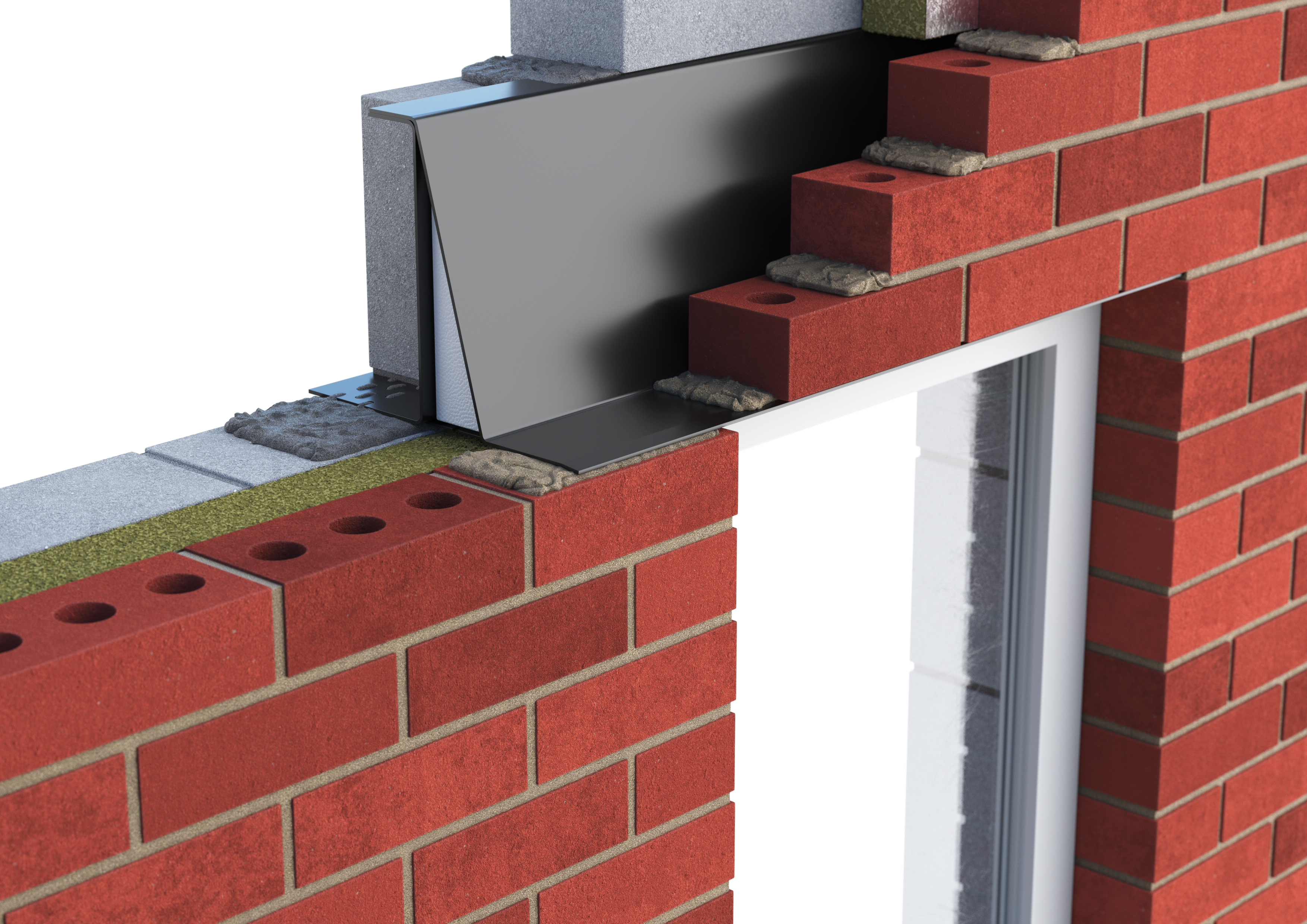 Catnic extra heavy duty cavity wall lintel for 70-85 cavity wall shown in situ