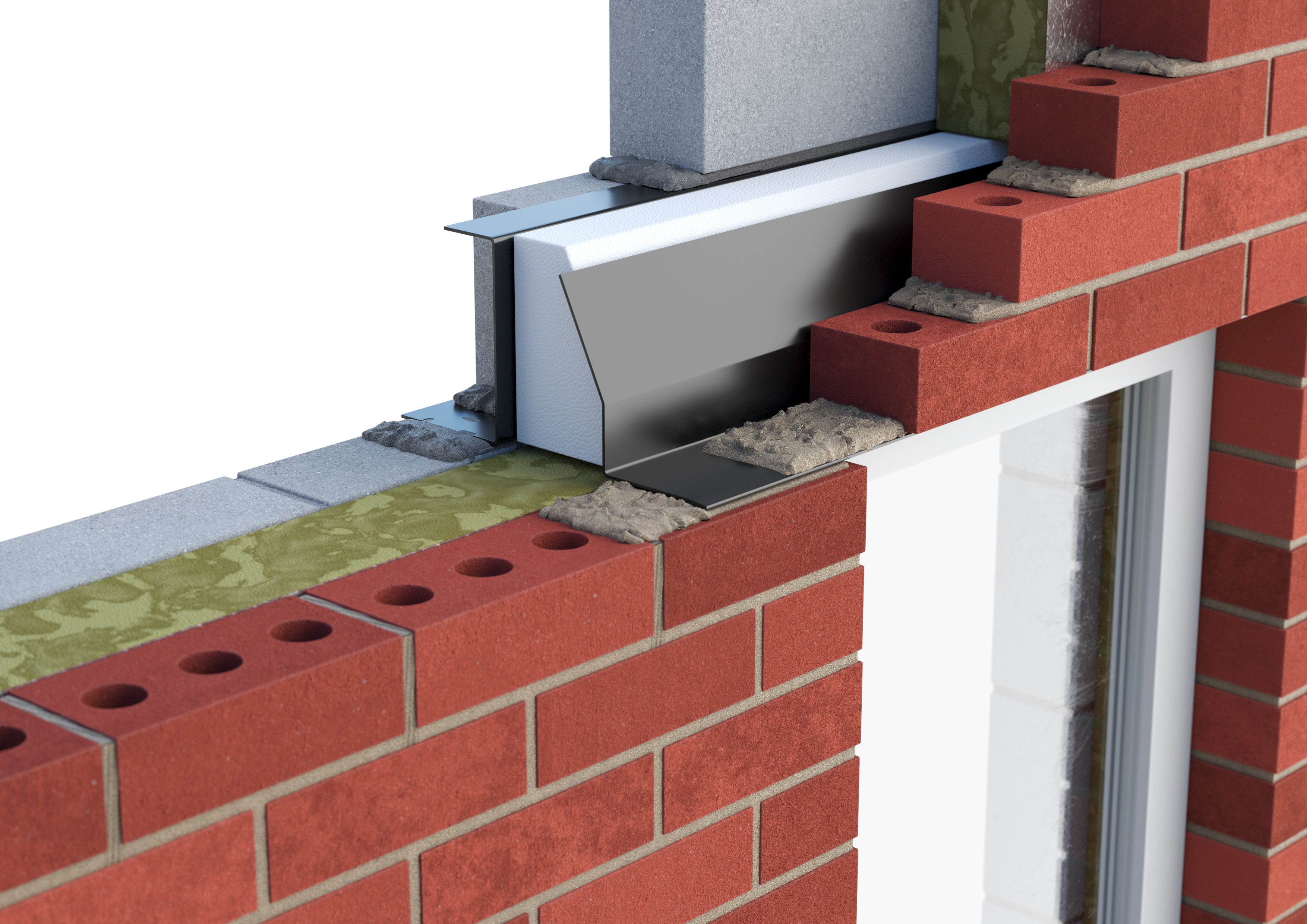 Catnic heavy duty thermally broken cavity wall lintel for 110-125mm cavity wall shown in situ