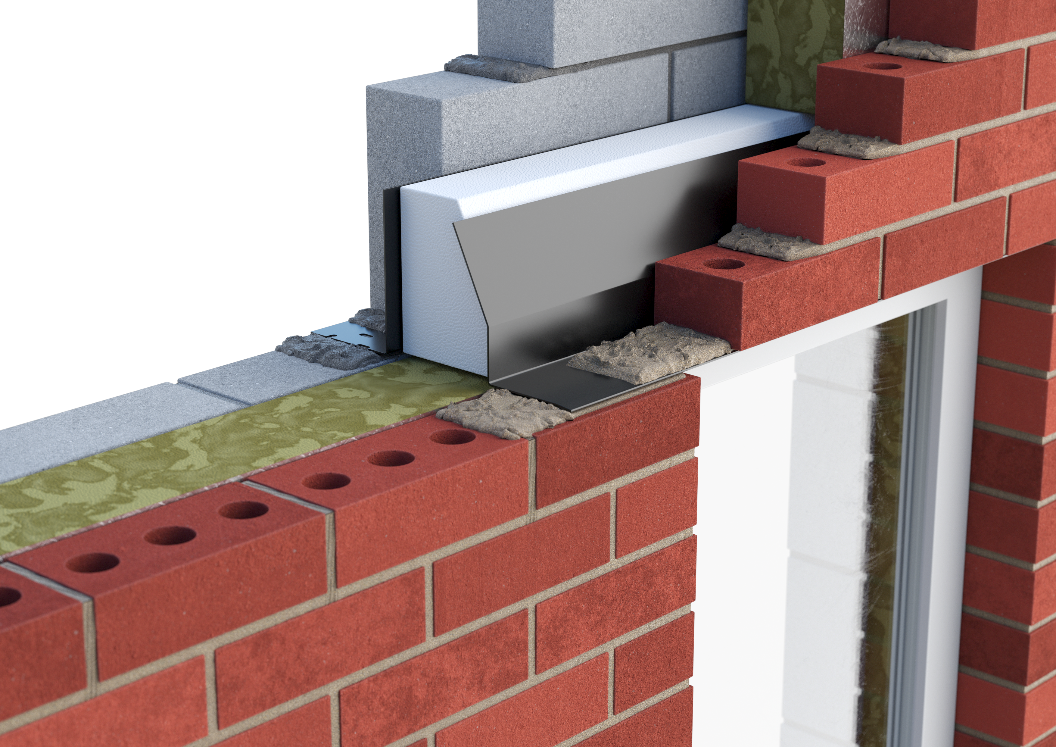 Catnic standard duty thermally broken cavity wall lintel for 130-145mm cavity wall shown in situ