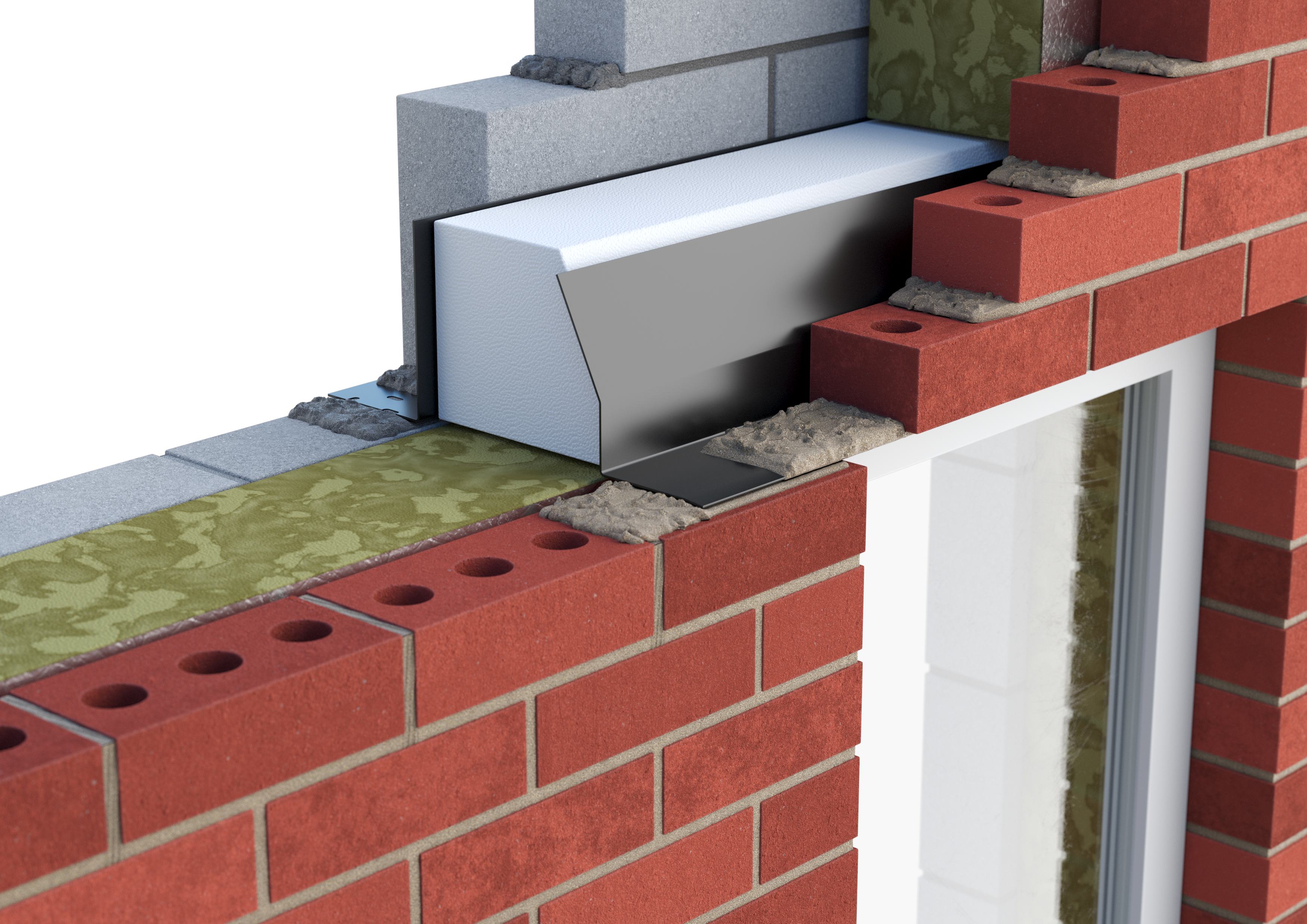 CATNIC THERMALLY BROKEN TS190/100 steel lintel shown in cavity wall construction