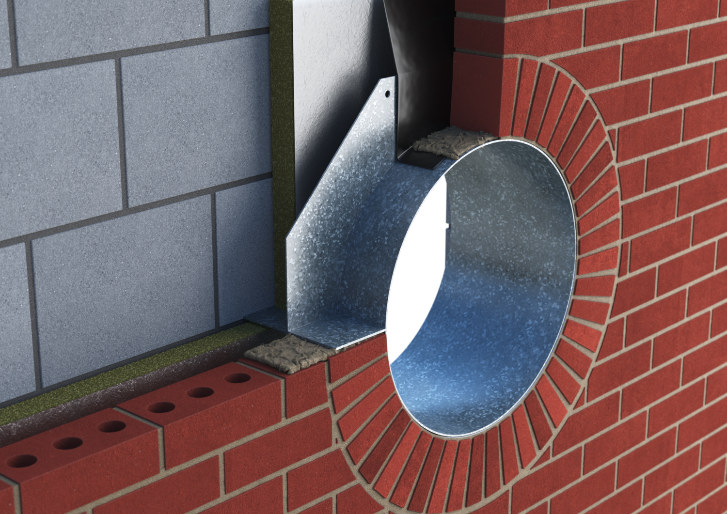 catnic bulls eye lintel installed in cavity wall