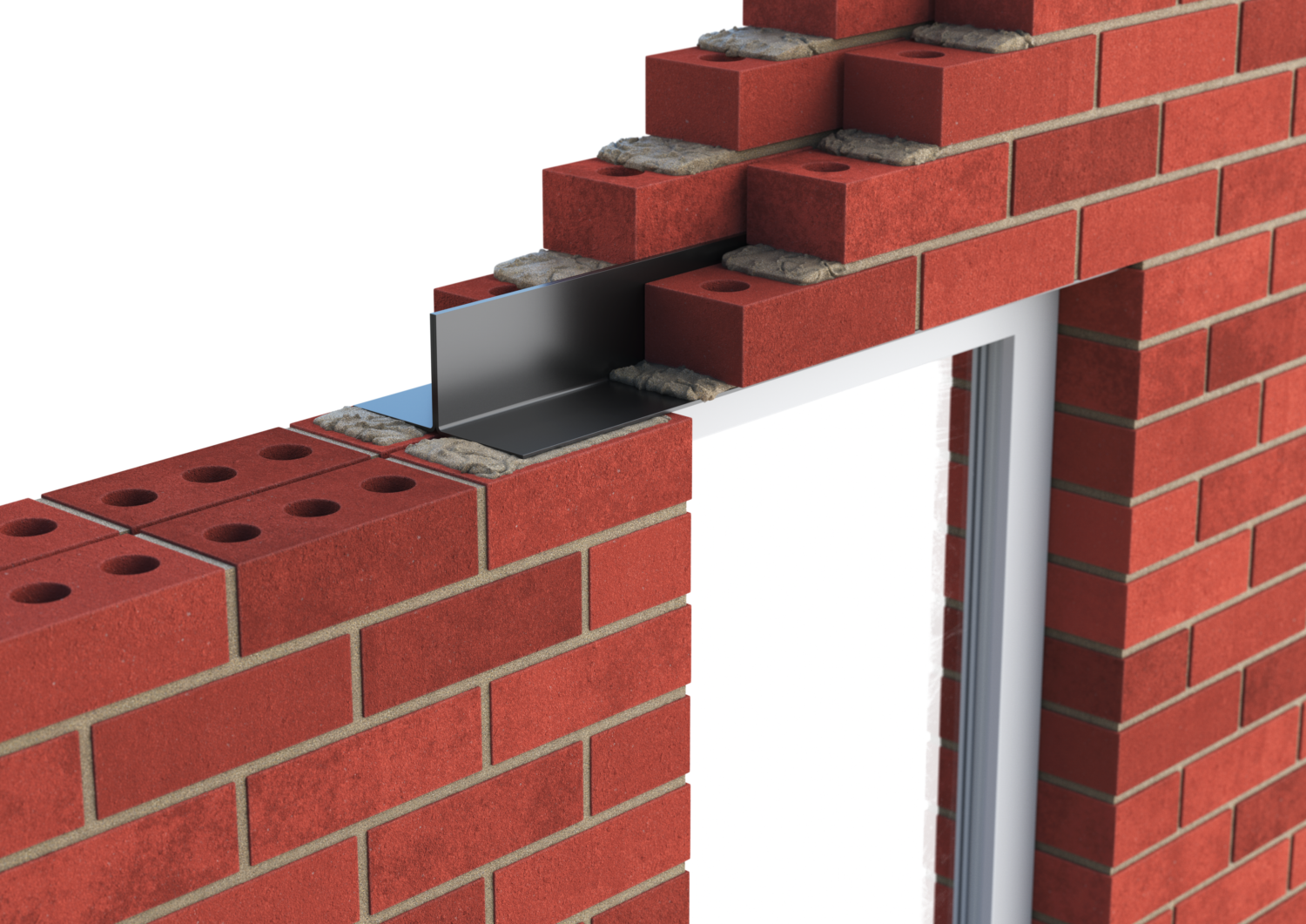 Catnic T shaped lintel built into external solid wall