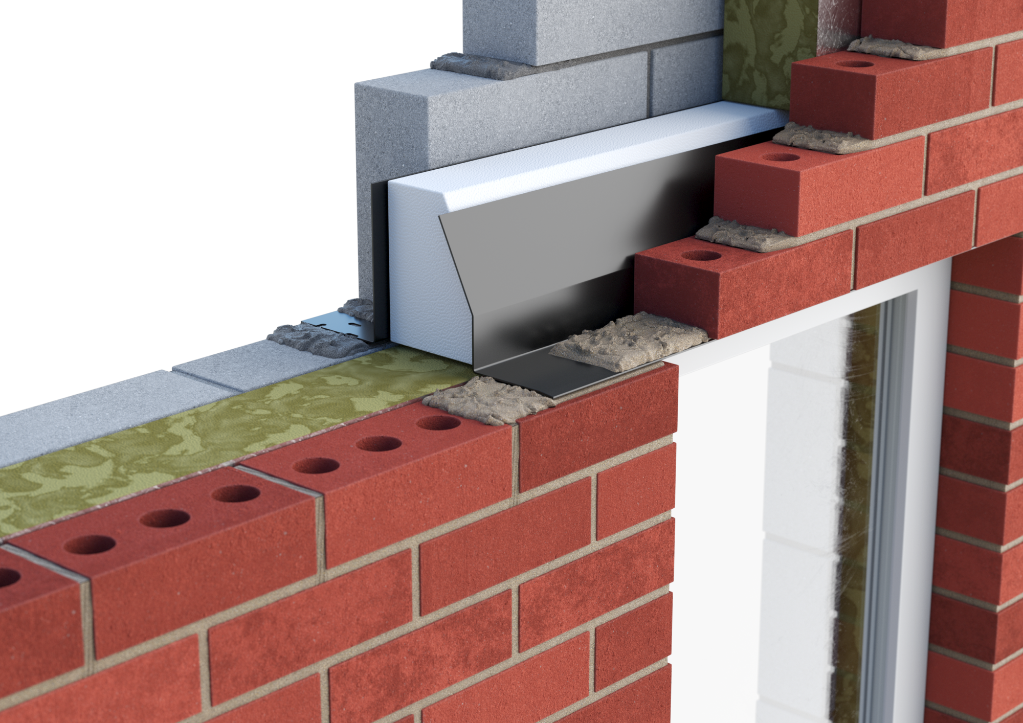 Catnic standard duty thermally broken cavity wall lintel for 130-145mm cavity wall shown in situ