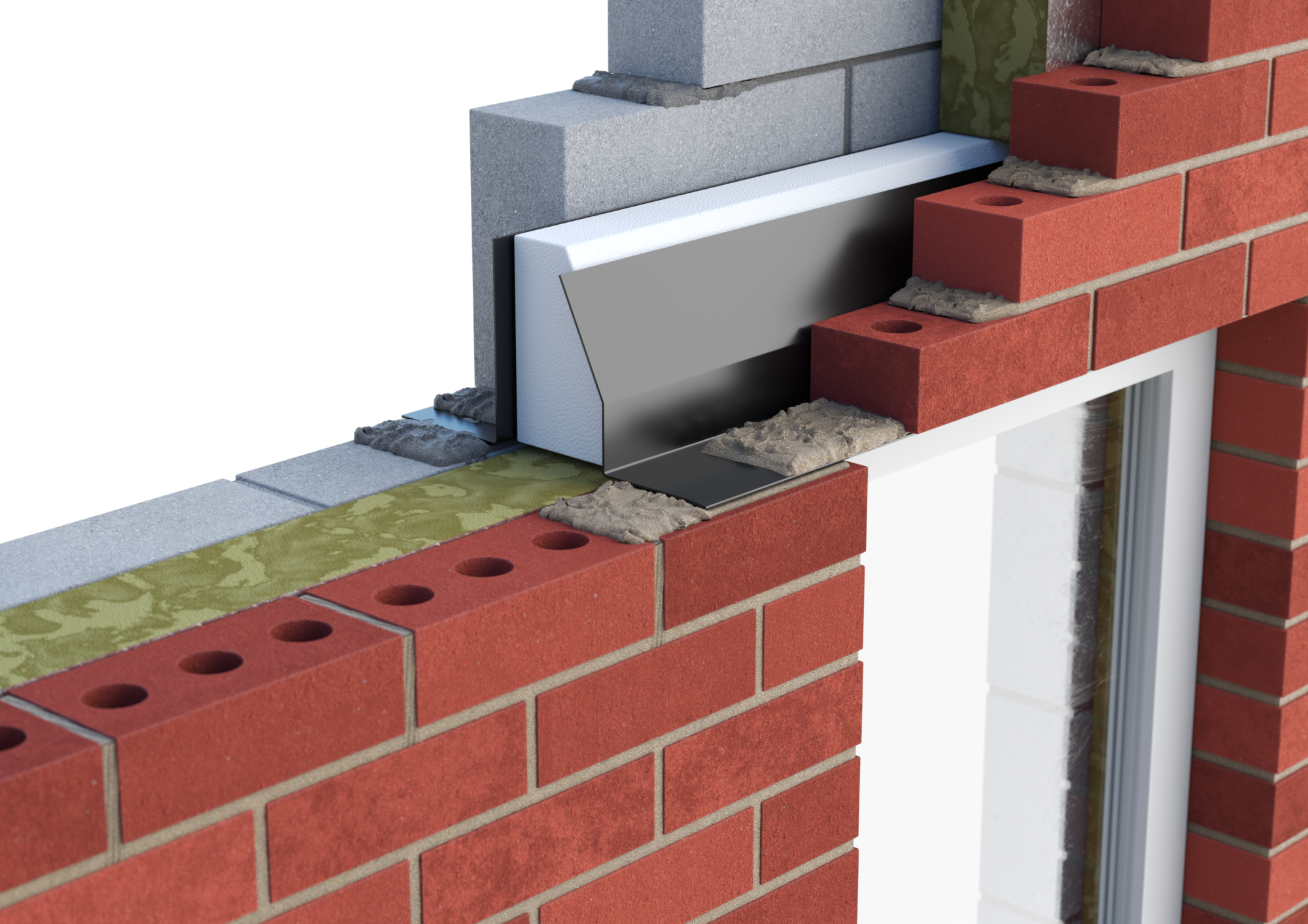 Catnic standard duty thermally broken cavity wall lintel for 110-125mm cavity wall shown in situ