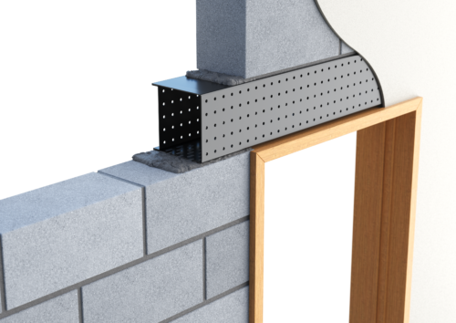 Catnic heavy duty box lintel for 140mm interior solid wall shown in situ