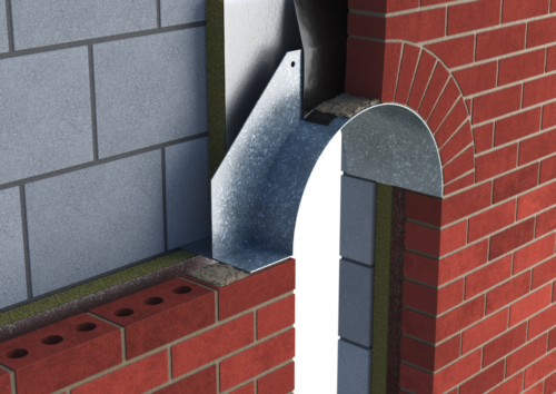 Catnic semi circle arch lintel shown in cavity wall construction