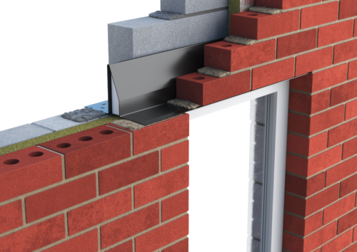 Catnic standard duty cavity wall lintel for 50mm cavity wall shown in situ
